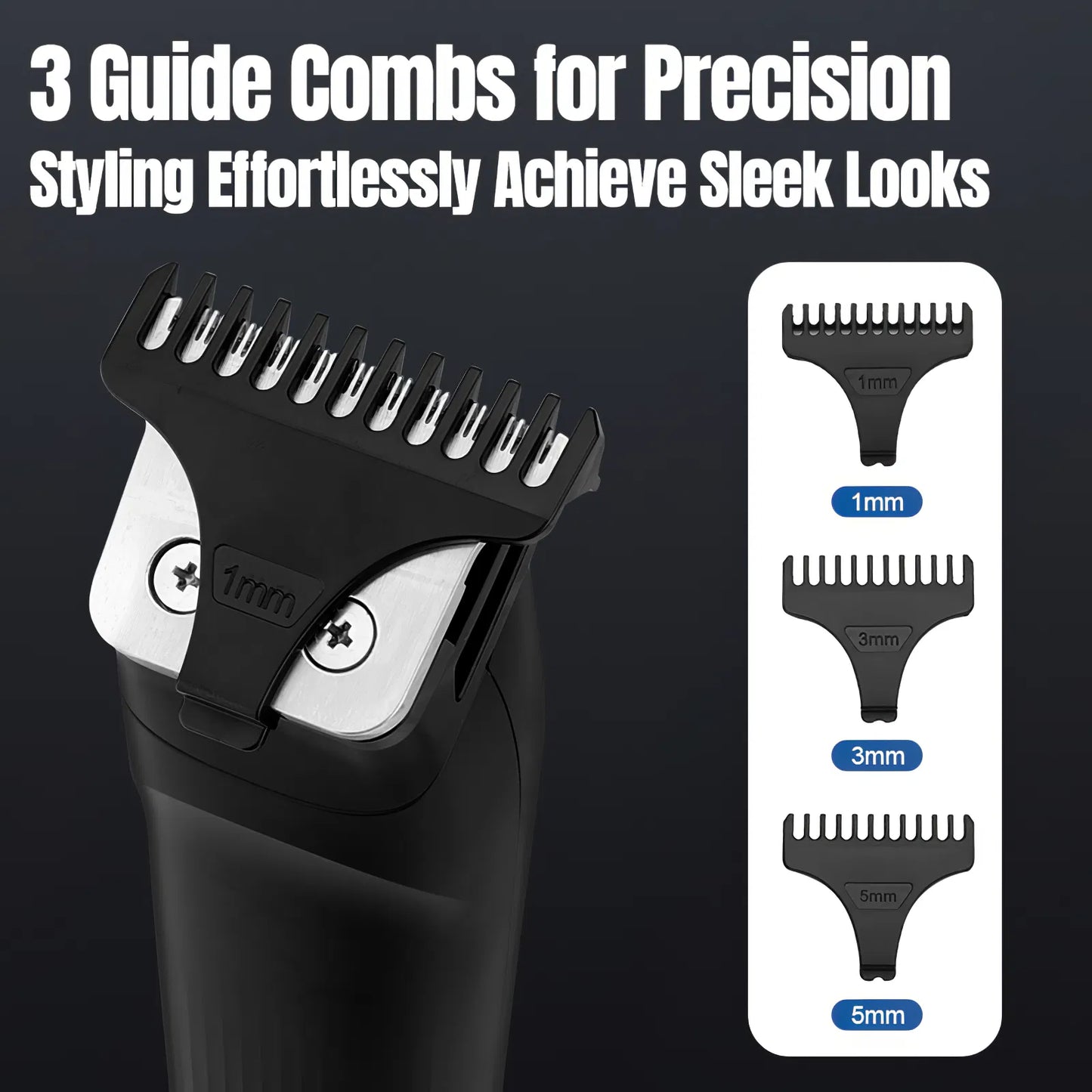 3 in 1 beard hair trimmer kit nose ear clipper
cordless grooming kit stainless steel blade trimmer
adjustable comb hair clipper beard trimming tool
men grooming kit portable rechargeable trimmer set