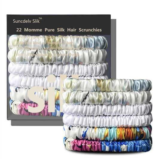 6pcs mulberry silk scrunchies 22 momme hair ties set
luxury silk hair bands for women anti breakage scrunchies
soft elastic silk scrunchies reducing frizz hair accessories
premium 100% silk scrunchie set for all hair types