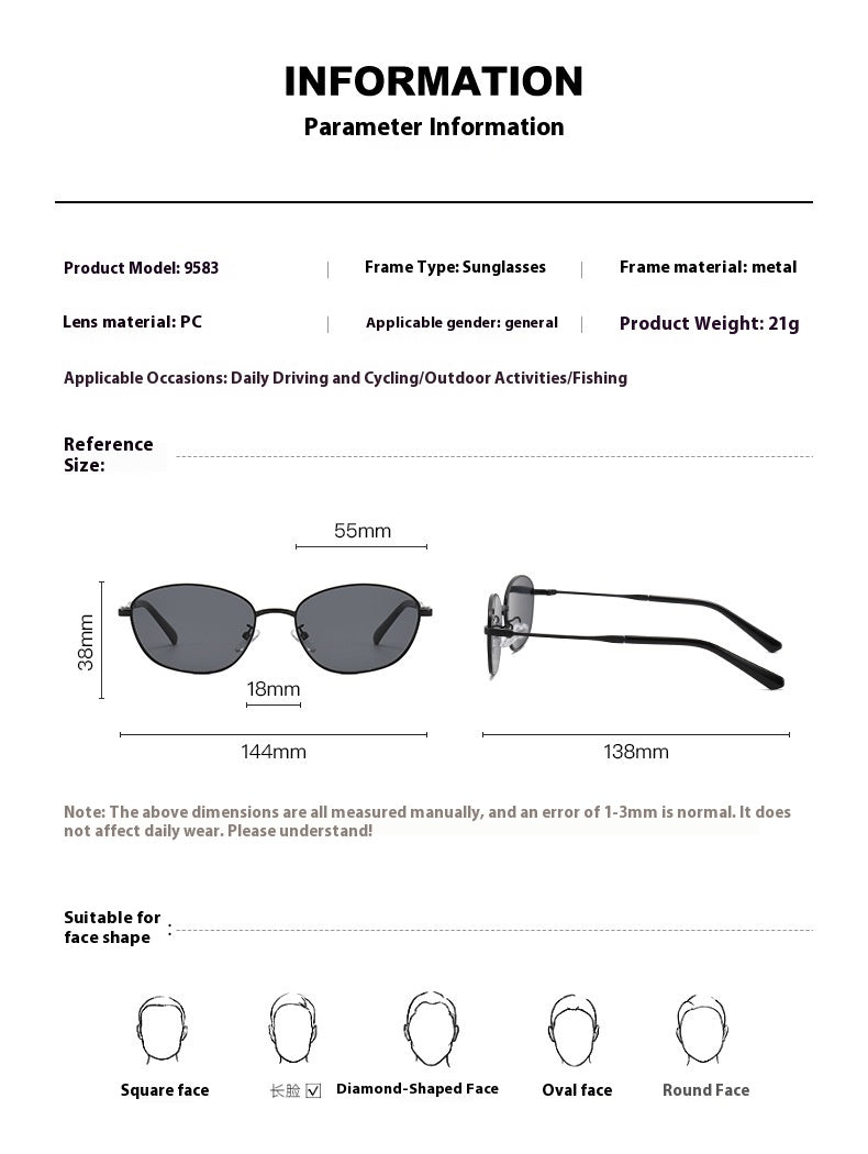 Gafas de sol con forma de elipse