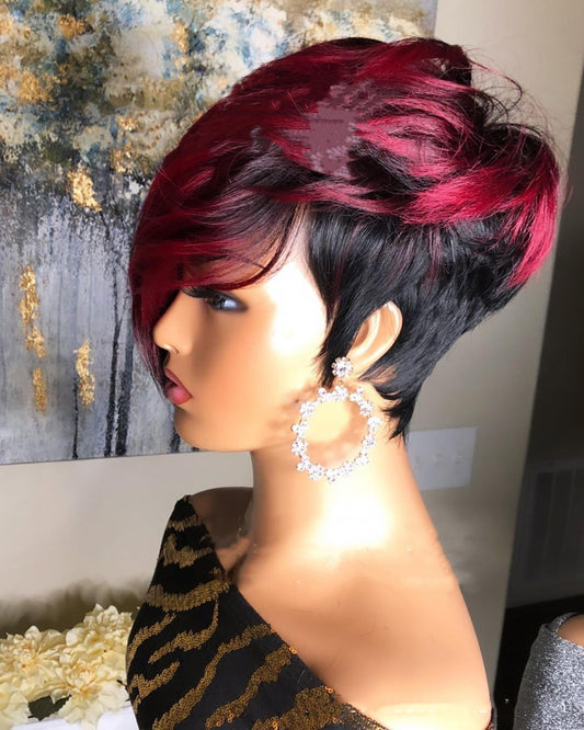 Dark red pixie cut human hair wig
Trendy short bob wig for women
Lightweight burgundy pixie wig
Natural-looking pixie wig with layered cut