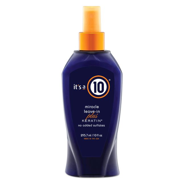 It’s A 10 Miracle Leave-In Plus Keratin for damaged hair repair
Keratin leave-in treatment for smooth shiny frizz-free hair
It’s A 10 leave-in spray with heat protection and strengthening benefits
Professional keratin hair treatment for soft manageable hair