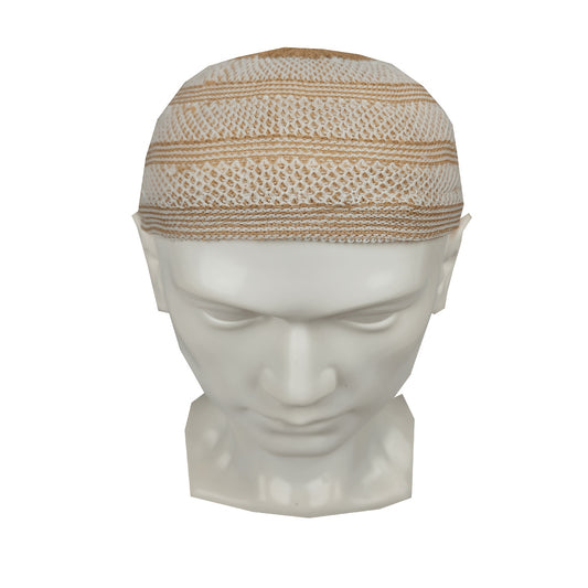 Men's Knitted Islamic Kufi Cap – 3-Circle Grid Pattern, 3 Colors