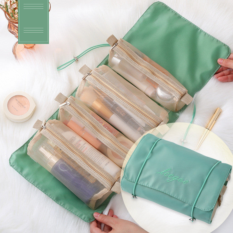 4-in-1 Travel Cosmetic Bag – Detachable Toiletry Organizer Roll-Up Storage Pouch.