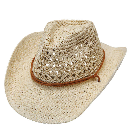 Men’s Raffia Cowboy Hat Foldable Breathable Sun Hat