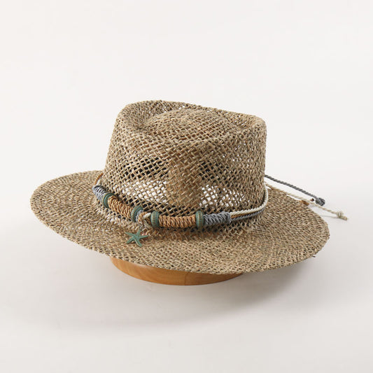 Seagrass straw sun hat with breathable woven texture, pointed top crown, and lightweight summer-ready design for beach and vacation outfits.
Lightweight woven seagrass summer hat featuring a stylish pointed crown and airy breathable construction for sunny outdoor wear.
Natural seagrass straw hat with elegant pointed top silhouette designed for sun protection, comfort, and effortless warm-weather fashion.
Breathable straw sun hat crafted from woven seagrass with a modern pointed crown, perfect for beach trip