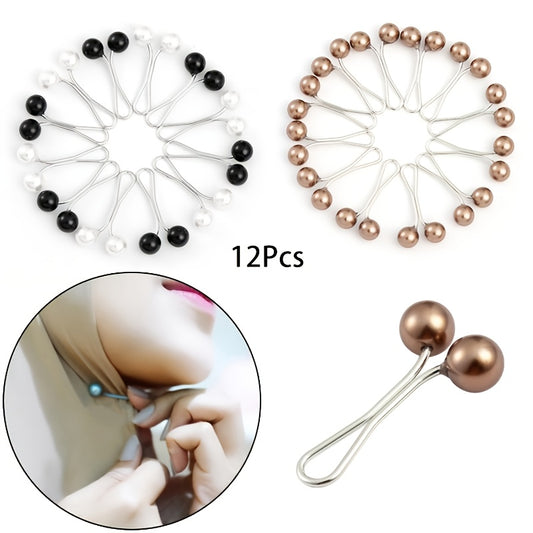 Set of 12 jewelry-making pins with black, rose gold, and silver colors on a white background.