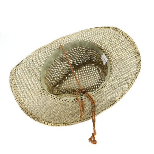 Sombrero de Vaquero de Paja Occidental - Sombrero de Vaquero con Detalle de Cinturón para Hombres y Mujeres, Sombrero de Playa para Exteriores