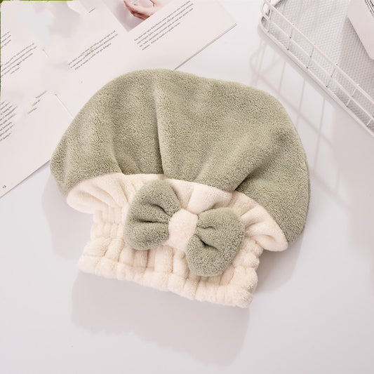 Coral velvet hair drying cap with bow design
Absorbent microfiber hair towel cap for women
Soft hair wrap cap for quick drying after shower