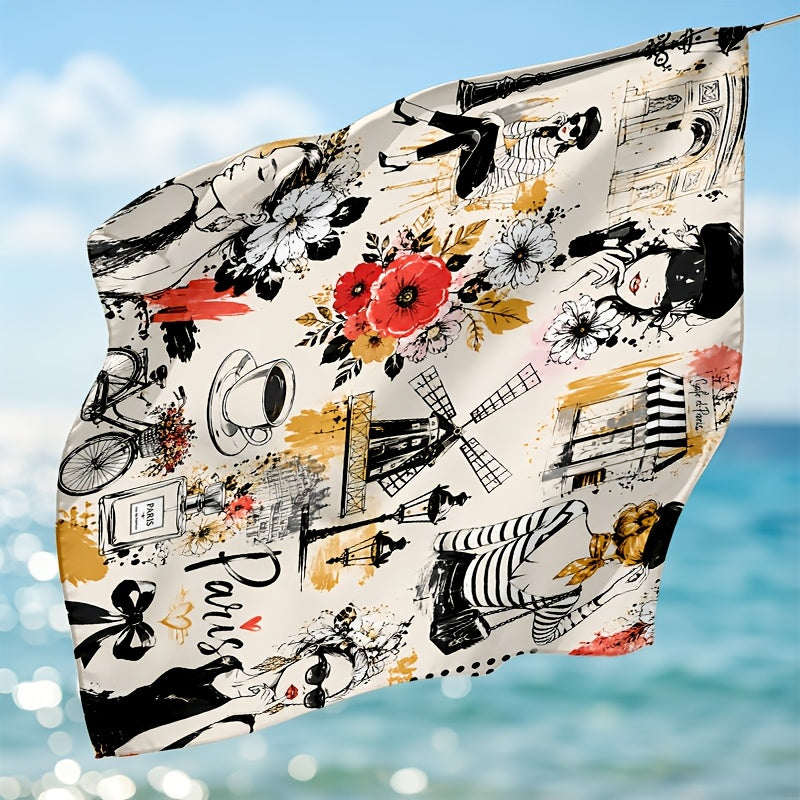 Parisian Style Illustrated Headscarf | Multifunctional Headwear
