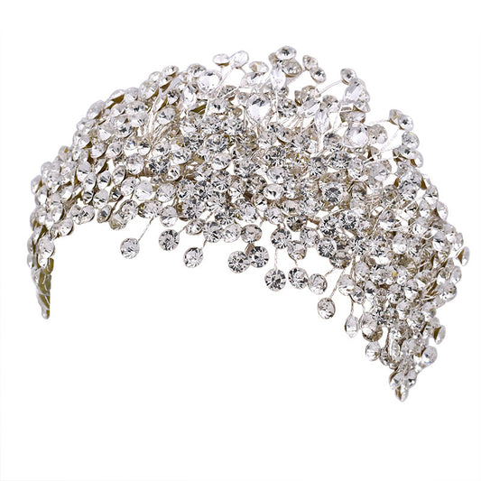 Rhinestone bridal headband with floral handmade design
Elegant silver wedding headpiece with sparkling crystals
Handmade rhinestone hair accessory for brides
Luxury bridal headband with matching earrings option