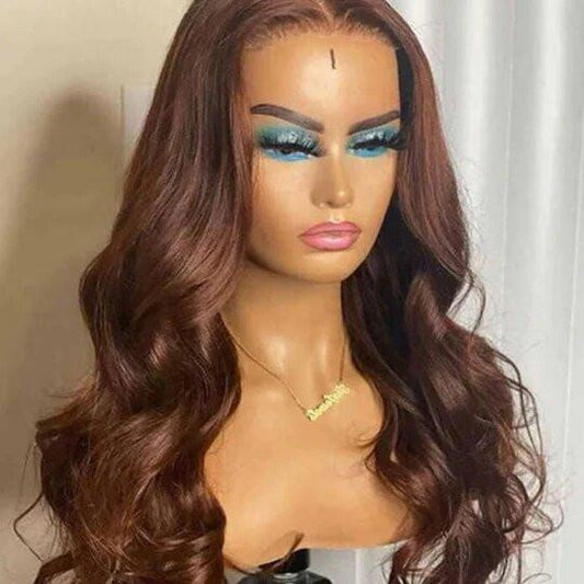 Chocolate Brown Body Wave 4x4 Lace Closure Wig Human Hair.