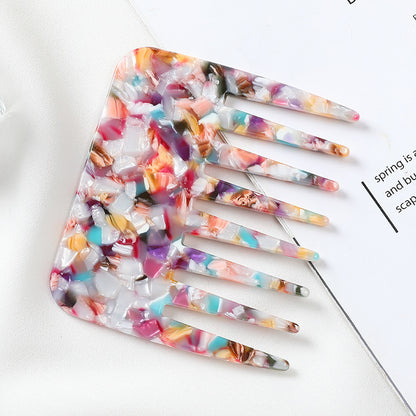 Colorful hair comb Marble-finish cellulose acetate hair comb, anti-static and gentle on hair