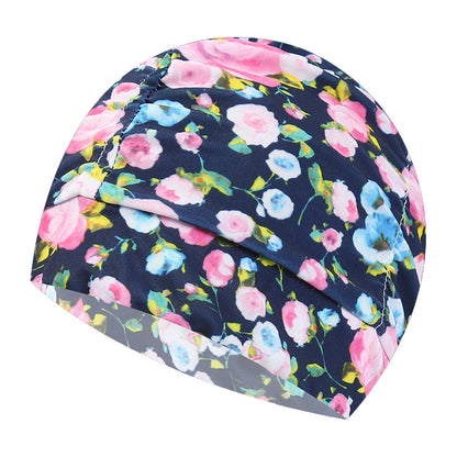 pleated swim cap double layer nylon unisex design
comfortable stretch swimming hat adult water sports
printed swim cap secure fit flexible nylon material
unisex swimming cap for pool and beach use