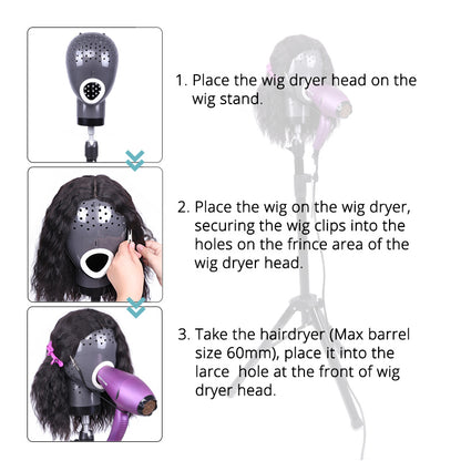 Mannequin wig head dryer stand for lace wigs
Durable wig dryer stand for professional styling
Lightweight wig stand for even drying and shaping
Hairpiece drying and styling mannequin stand