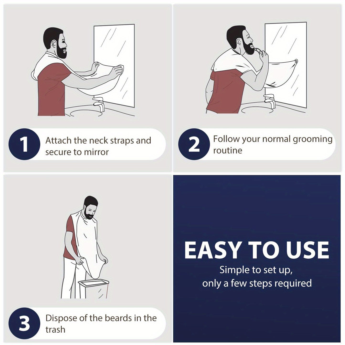 Hair Catcher Shaving Bib – Mess-Free Beard & Hair Grooming Cape.