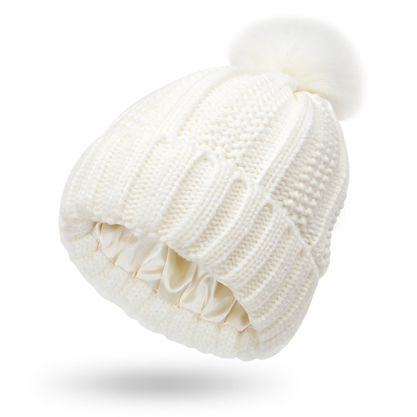Gorros de punto de invierno con forro de satén
