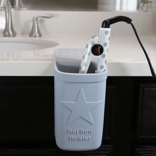 Hot Iron Holster | Stone | Adhesive-Free Silicone Storage Pocket for Organization and Travel | Heat Resistant to 500°F | Ideal for Curling Irons, Hair Straighteners, and Other Hot Tools