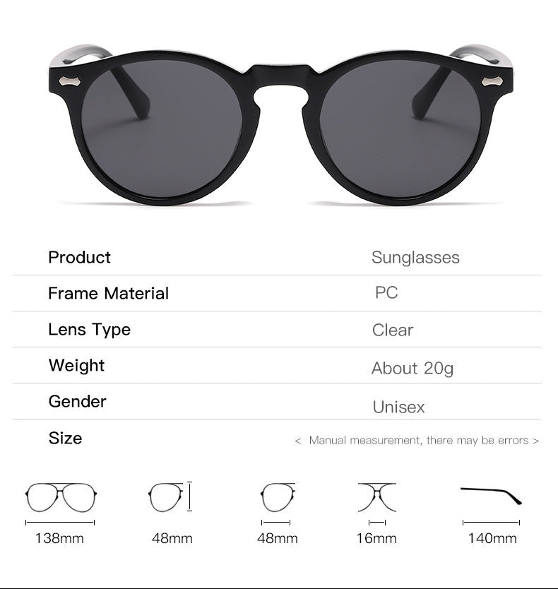 Vintage round sunglasses with UV400 protection and lightweight frame
Stylish retro round sunglasses featuring TAC lenses and glare reduction
Full-frame vintage sunglasses designed for comfort and UV eye protection
Lightweight PC frame round sunglasses for driving and outdoor wear
