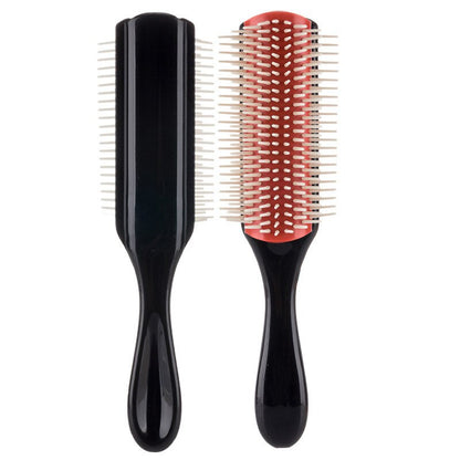 9-row hair styling brush with nylon bristles, lightweight and portable