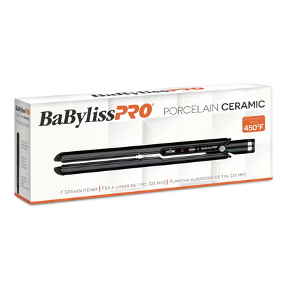 BaBylissPRO Porcelain Ceramic Straightening Iron with professional-grade ceramic plates for salon-smooth hair