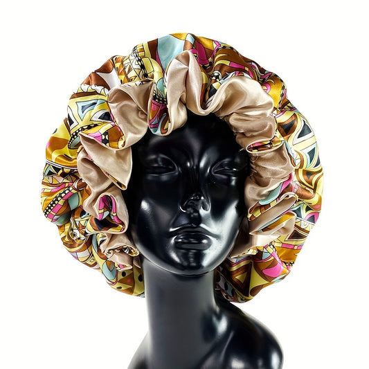 Double Layer Large Print Hair Bonnet