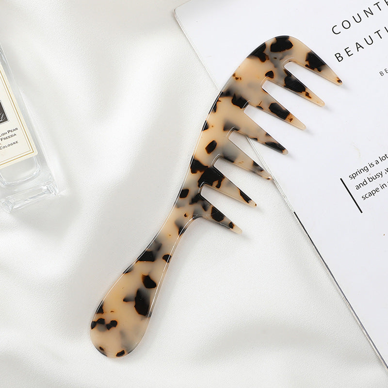 Tortoiseshell comb  Cellulose acetate sheet comb for detangling wet hair and braids, ergonomic design