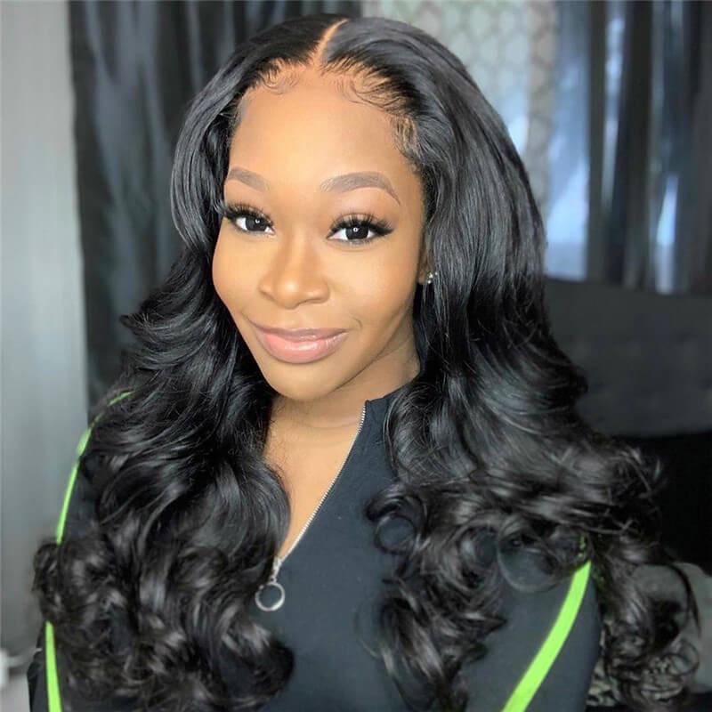 Body Wave 4x7 Lace Closure Wig 200 Density Human Hair.