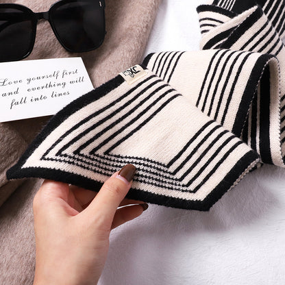 Neck Protection Houndstooth Narrow Scarf Small Long Knitted Small Scarf