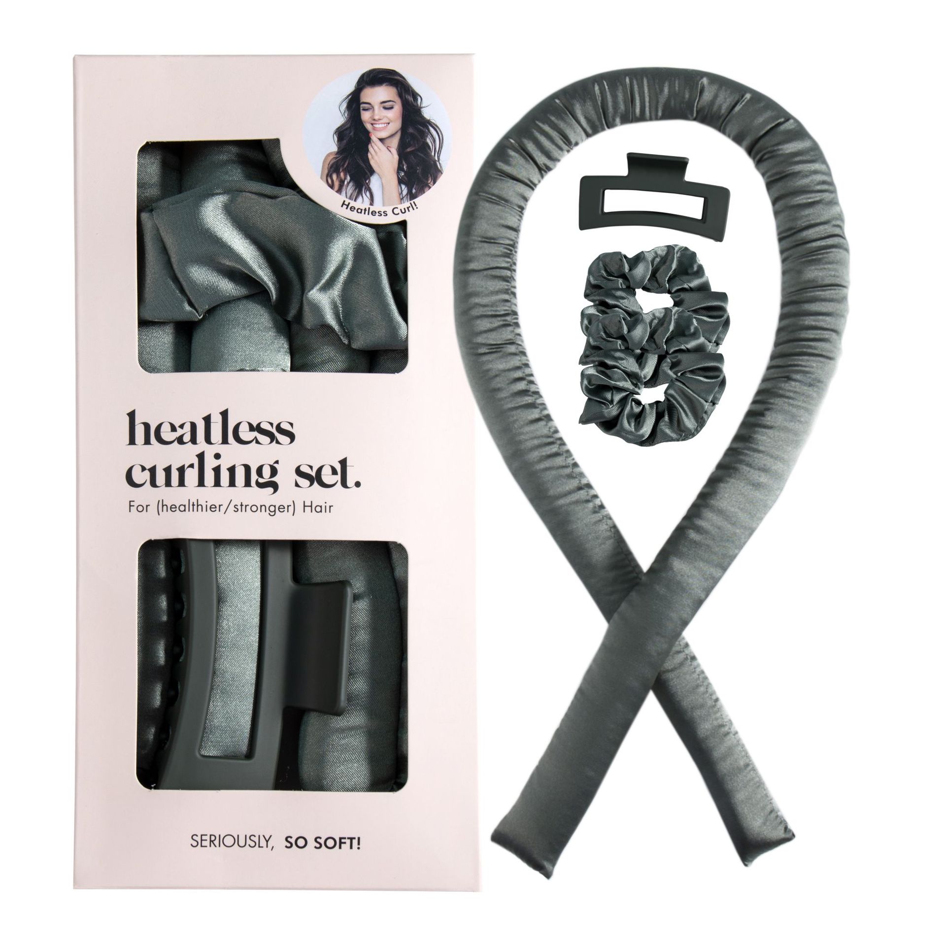 heatless hair curler ribbon overnight curls set
fabric hair curling rod with clip and hair ties
no heat hair curling tool soft waves styling
overnight hair curler set for natural curls
