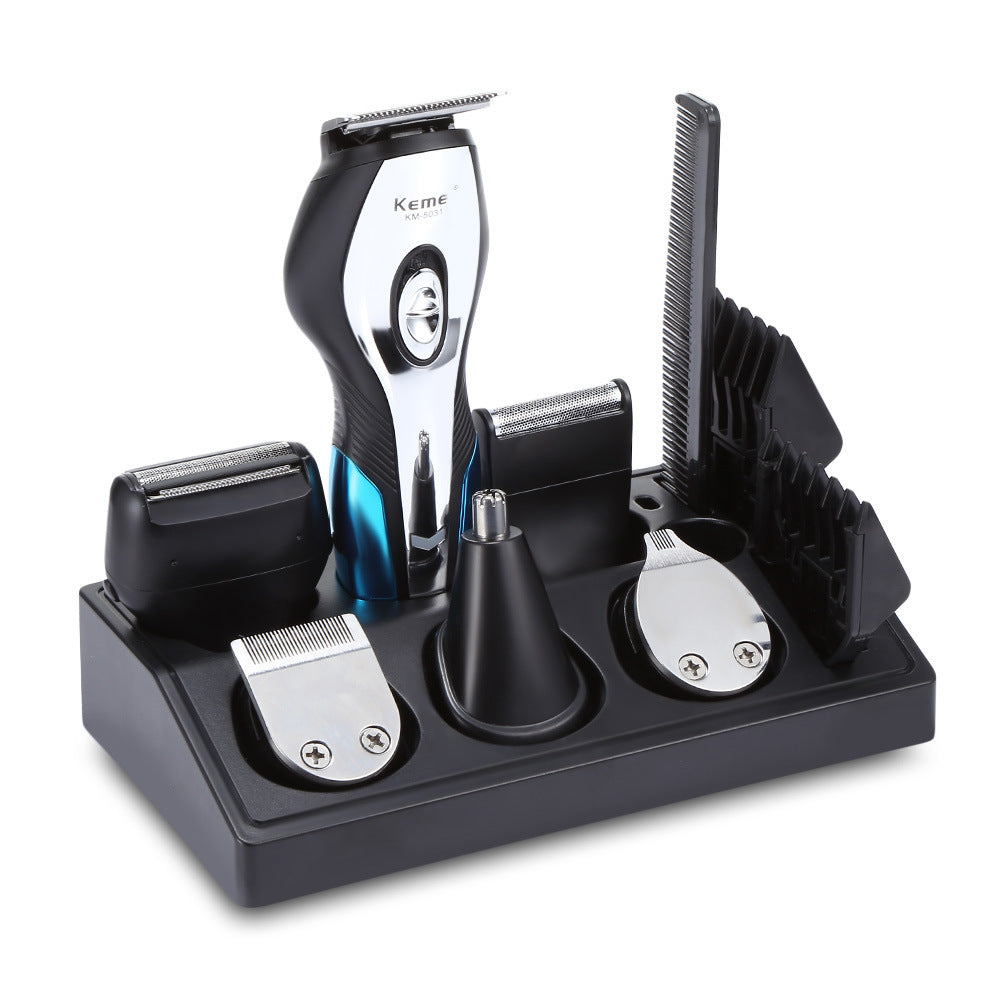 Cordless precision trimmer kit for men. Perfect for hairy faces, beard, hair, and nose trimming. Rechargeable & travel-friendly.