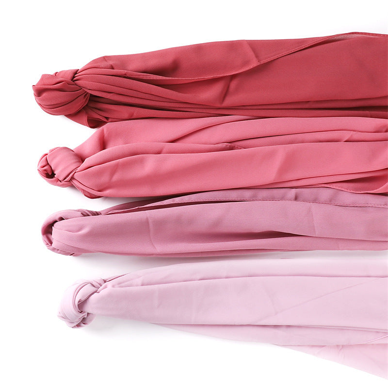 Women's Simple And Versatile Solid Color Pearl Chiffon Scarf