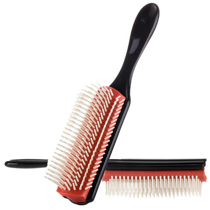 9-row hair styling brush with nylon bristles, lightweight and portable