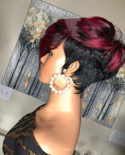 Dark red pixie cut human hair wig
Trendy short bob wig for women
Lightweight burgundy pixie wig
Natural-looking pixie wig with layered cut