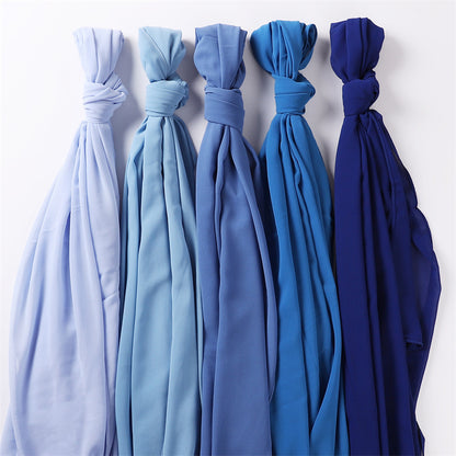 Women's Simple And Versatile Solid Color Pearl Chiffon Scarf