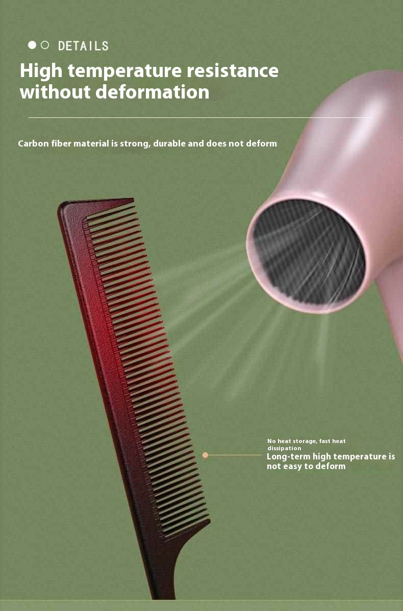 Three black combs on a light green background with product descriptions.
Black wide-tooth detangling comb for thick and curly hair
Minimalist black hair styling comb for smooth detangling