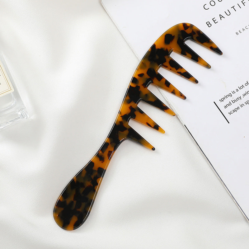 Tortoiseshell comb Cellulose acetate sheet comb for detangling wet hair and braids, ergonomic design
