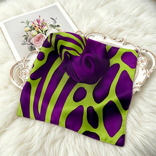 Zebra & Leopard Print Bandana Headscarf | Purple-Green Patchwork