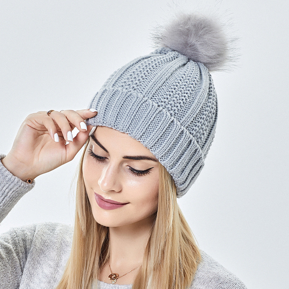 Gorros de punto de invierno con forro de satén