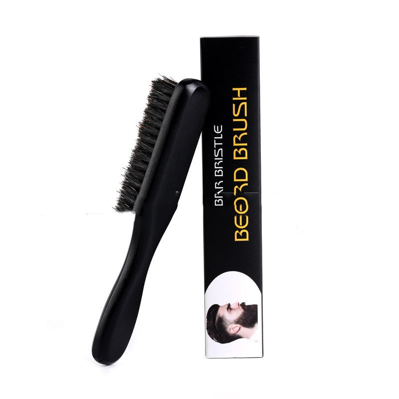Black beard brush with packaging on a white background