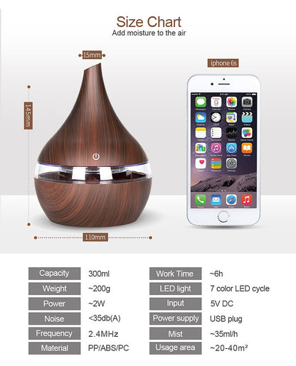 Aromatherapy Humidifier & Essential Oil Diffuser – Ultrasonic LED.