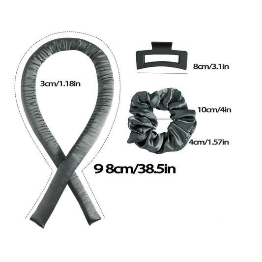 heatless hair curler ribbon overnight curls set
fabric hair curling rod with clip and hair ties
no heat hair curling tool soft waves styling
overnight hair curler set for natural curls
