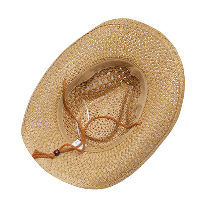 Men’s raffia cowboy hat with breathable woven design
Foldable western hat for travel and outdoor use
Lightweight straw hat with structured crown detail
Neutral tone cowboy hat for summer wear