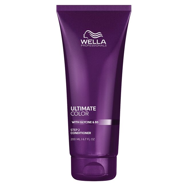 Bottle of Ultimate Color Conditioner for colored hair
Conditioner being applied to wet hair in shower
Smooth, shiny colored hair after using Ultimate Color Conditioner
Close-up of conditioner texture on hand