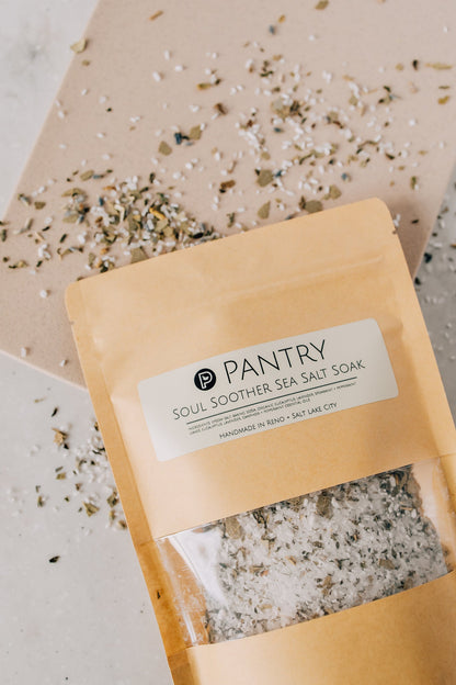 Sales de baño Soul Soother Sea Salt Soak - Sales de Epsom botánicas + herbales