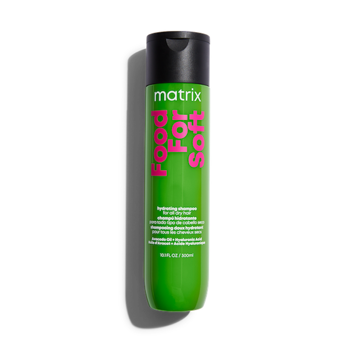 Close-up of Food For Soft Hydrating Shampoo — intense moisture formula for silky, healthy hair