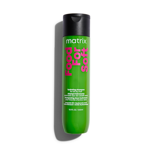 Close-up of Food For Soft Hydrating Shampoo — intense moisture formula for silky, healthy hair