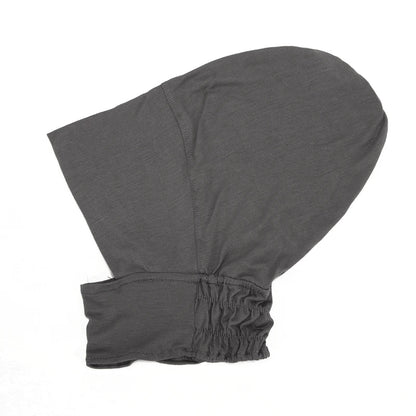 Dark grey hooded garment on a white background
