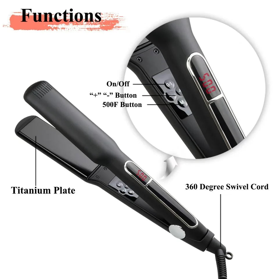 Professional Ceramic Hair Straightener with LCD Display