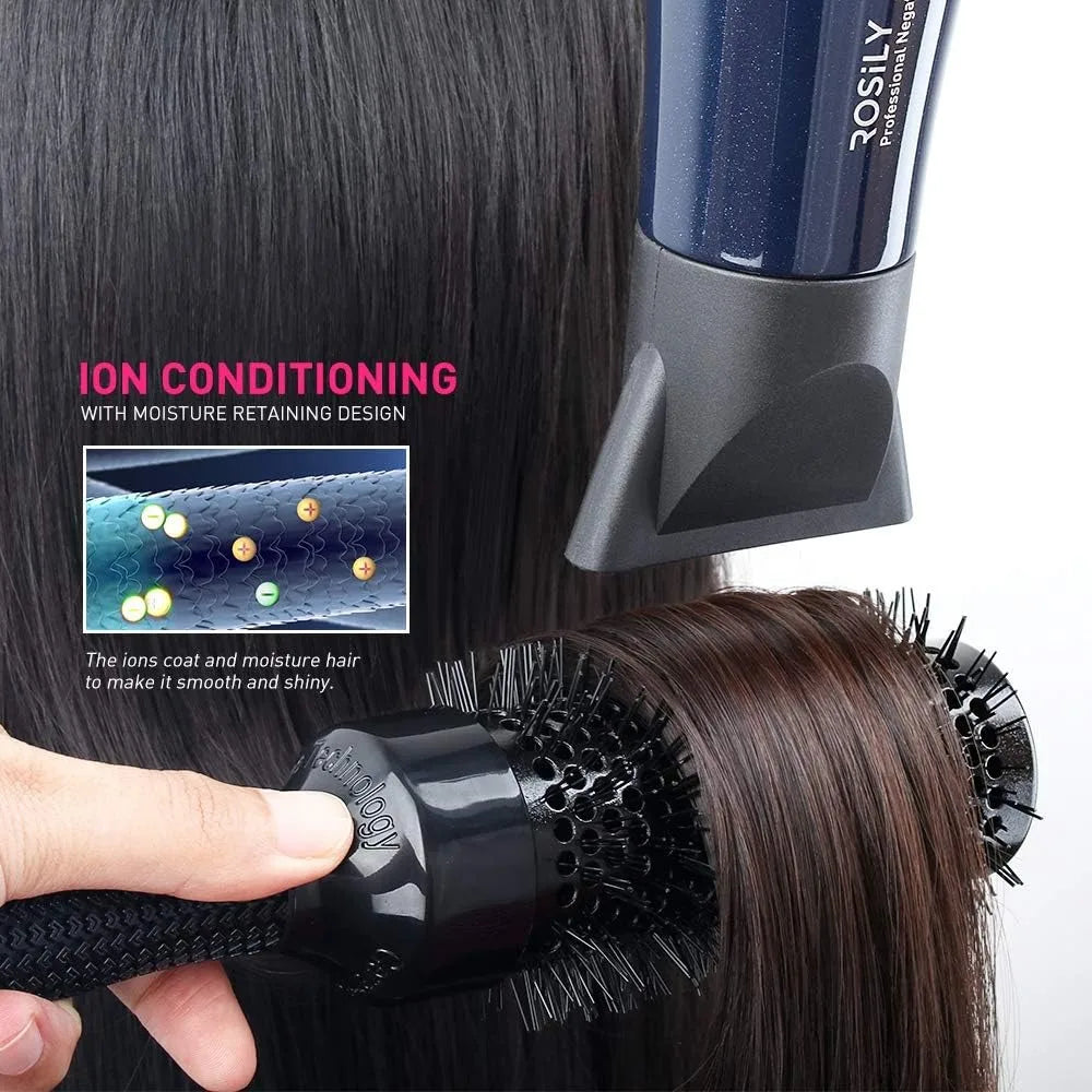 Rosily Max Ionic Hair Dryer with negative ions for frizz control, salon-grade power cord, and fast, smooth drying