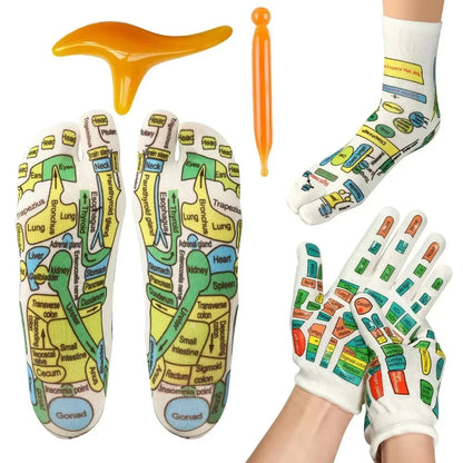 acupressure socks and gloves reflexology massage set
hand and foot pressure point therapy gloves and socks
reflexology massage set for circulation and relaxation
acupressure foot socks and hand gloves wellness kit
